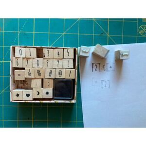 Rubber Stamp set, numbers, symbols, currency